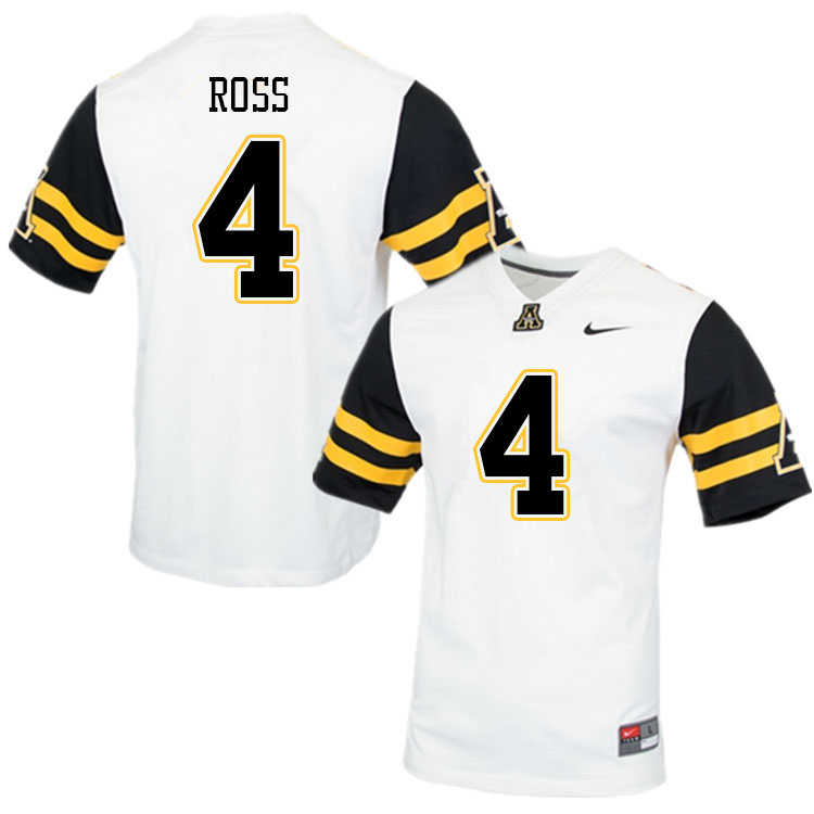 Men #4 Nicholas Ross Appalachian State Mountaineers College Football Jerseys Sale-White - Click Image to Close